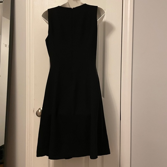 Loft Pleated Skirt Dress Sz 6 Black Zip Up - Picture 5 of 12